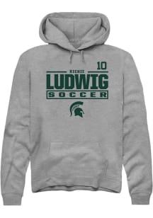 Richie Ludwig Rally Mens Graphite Michigan State Spartans NIL Stacked Box Hooded Sweatshirt