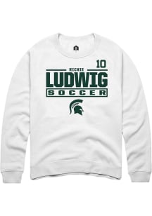 Richie Ludwig Rally Mens White Michigan State Spartans NIL Stacked Box Crew Sweatshirt