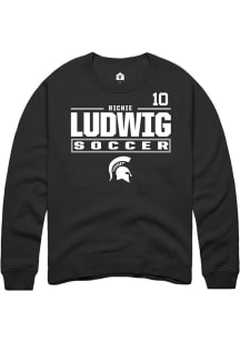 Richie Ludwig Rally Mens Black Michigan State Spartans NIL Stacked Box Crew Sweatshirt