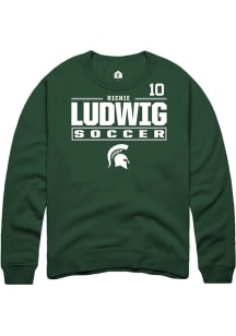 Richie Ludwig Rally Mens Green Michigan State Spartans NIL Stacked Box Crew Sweatshirt