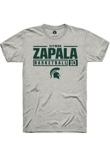 Szymon Zapala Ash Michigan State Spartans NIL Stacked Box Short Sleeve T Shirt