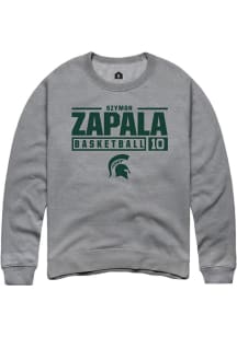 Szymon Zapala Rally Mens Graphite Michigan State Spartans NIL Stacked Box Crew Sweatshirt