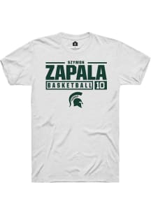 Szymon Zapala White Michigan State Spartans NIL Stacked Box Short Sleeve T Shirt