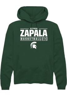 Szymon Zapala Rally Mens Green Michigan State Spartans NIL Stacked Box Hooded Sweatshirt