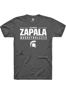 Szymon Zapala Grey Michigan State Spartans NIL Stacked Box Short Sleeve T Shirt