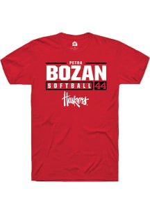 Petra Bozan Red Nebraska Cornhuskers NIL Stacked Box Short Sleeve T Shirt