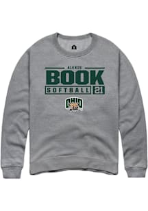 Alexis Book  Rally Ohio Bobcats Mens Graphite NIL Stacked Box Long Sleeve Crew Sweatshirt