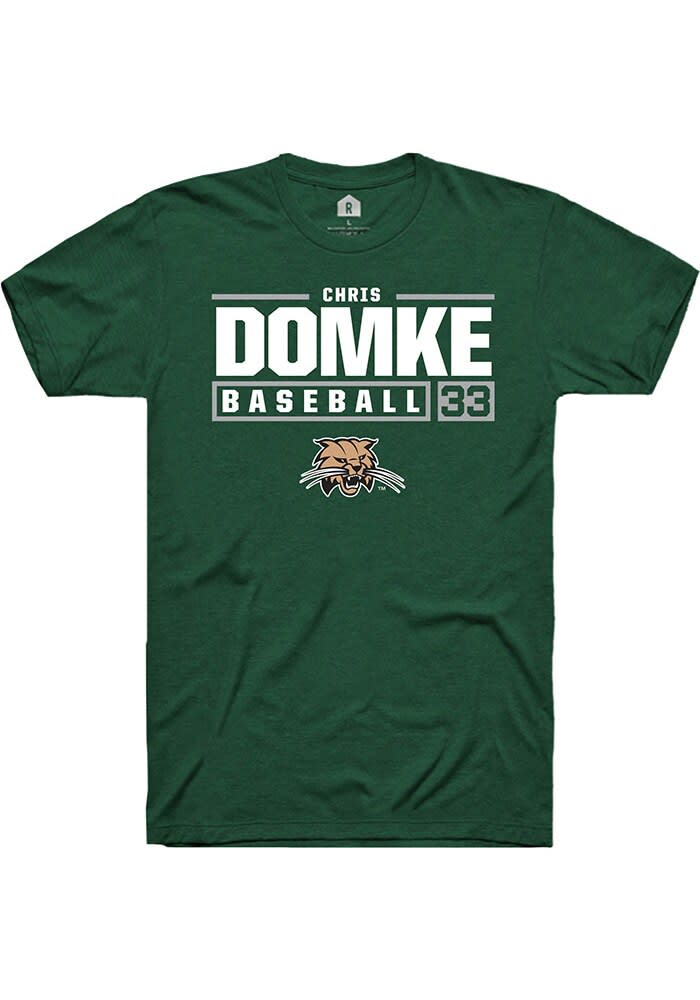 Chris Domke Ohio Bobcats Rally NIL Stacked Box Short Sleeve T Shirt