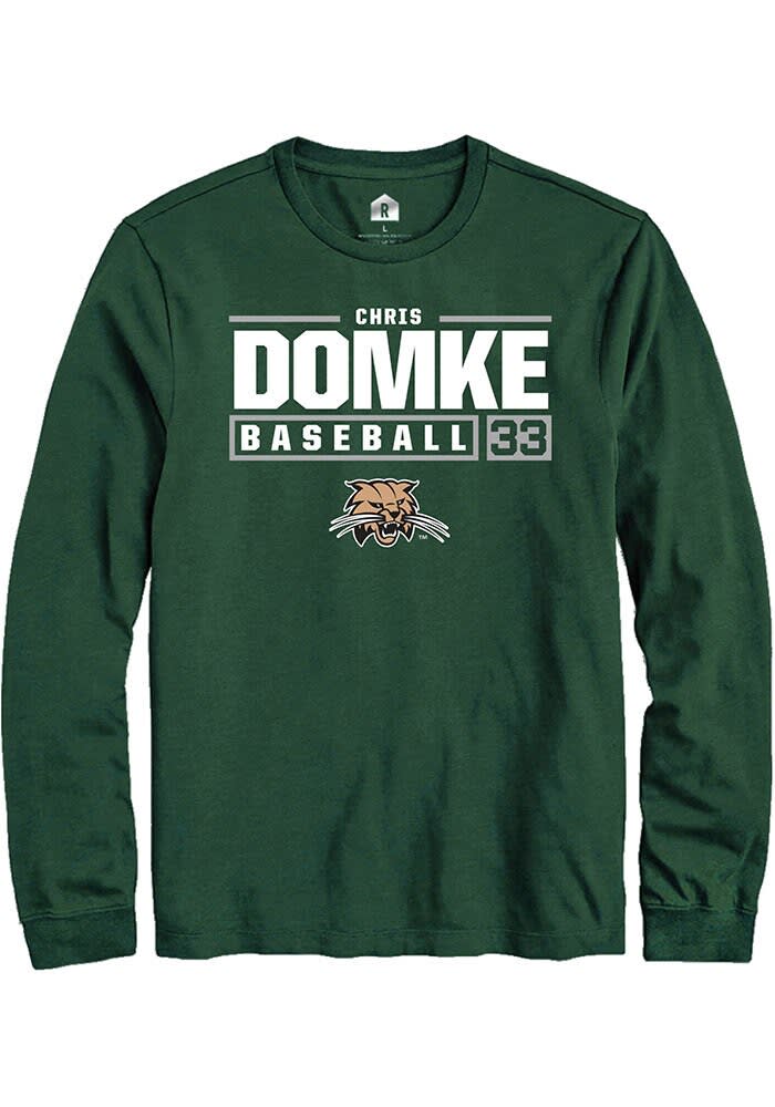 Chris Domke Ohio Bobcats Rally NIL Stacked Box Long Sleeve T Shirt