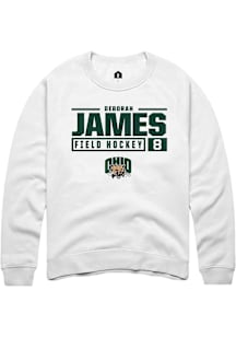 Deborah James  Rally Ohio Bobcats Mens White NIL Stacked Box Long Sleeve Crew Sweatshirt