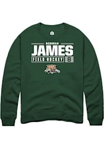 Deborah James  Rally Ohio Bobcats Mens Green NIL Stacked Box Long Sleeve Crew Sweatshirt