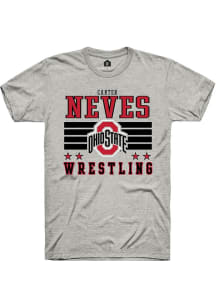Carter Neves Ash Ohio State Buckeyes NIL Striped Short Sleeve T Shirt