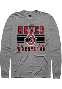 Carter Neves Rally Mens Grey Ohio State Buckeyes NIL Striped Tee