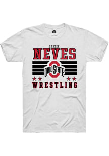 Carter Neves White Ohio State Buckeyes NIL Striped Short Sleeve T Shirt
