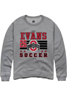 Cole Evans Rally Mens Grey Ohio State Buckeyes NIL Striped Crew Sweatshirt