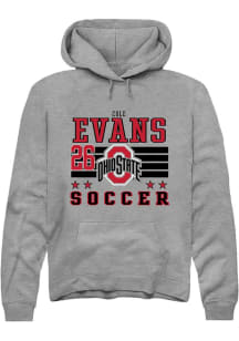 Cole Evans Rally Mens Grey Ohio State Buckeyes NIL Striped Hooded Sweatshirt