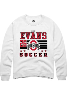 Cole Evans Rally Mens White Ohio State Buckeyes NIL Striped Crew Sweatshirt
