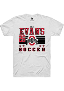Cole Evans White Ohio State Buckeyes NIL Striped Short Sleeve T Shirt