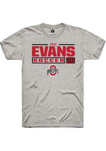 Cole Evans Ash Ohio State Buckeyes NIL Stacked Box Short Sleeve T Shirt