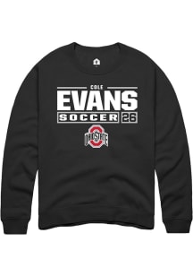 Cole Evans Rally Mens Black Ohio State Buckeyes NIL Stacked Box Crew Sweatshirt