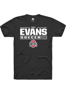 Cole Evans Black Ohio State Buckeyes NIL Stacked Box Short Sleeve T Shirt