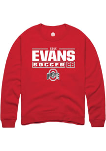 Cole Evans Rally Mens Red Ohio State Buckeyes NIL Stacked Box Crew Sweatshirt