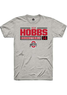 Ella Hobbs Ash Ohio State Buckeyes NIL Stacked Box Short Sleeve T Shirt