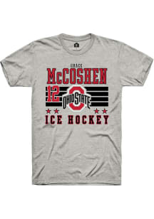 Grace McCoshen Ash Ohio State Buckeyes NIL Striped Short Sleeve T Shirt