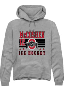 Grace McCoshen Rally Mens Grey Ohio State Buckeyes NIL Striped Hooded Sweatshirt
