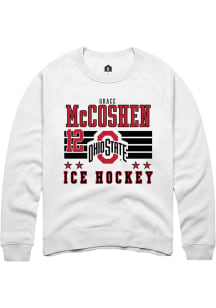 Grace McCoshen Rally Mens White Ohio State Buckeyes NIL Striped Crew Sweatshirt