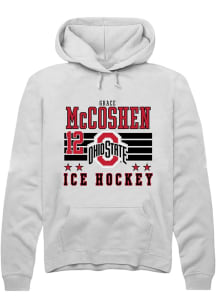 Grace McCoshen Rally Mens White Ohio State Buckeyes NIL Striped Hooded Sweatshirt