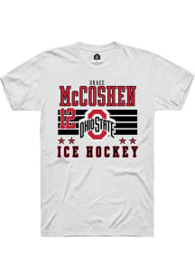 Grace McCoshen White Ohio State Buckeyes NIL Striped Short Sleeve T Shirt