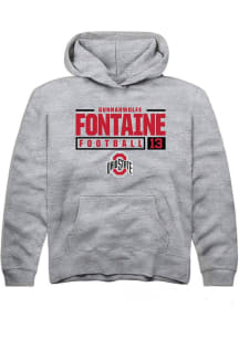 Gunnarwolfe Fontaine Rally Youth Grey Ohio State Buckeyes NIL Stacked Box Long Sleeve Hooded Swe..