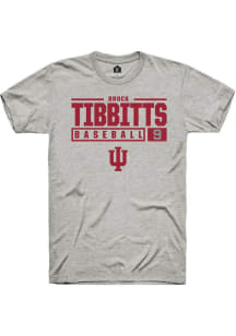Brock Tibbitts  Indiana Hoosiers Ash Rally NIL Stacked Box Short Sleeve T Shirt