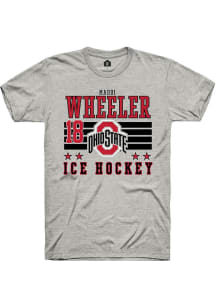 Maddi Wheeler Ash Ohio State Buckeyes NIL Striped Short Sleeve T Shirt