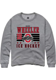 Maddi Wheeler Rally Mens Grey Ohio State Buckeyes NIL Striped Crew Sweatshirt