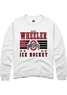 Maddi Wheeler Rally Mens White Ohio State Buckeyes NIL Striped Crew Sweatshirt