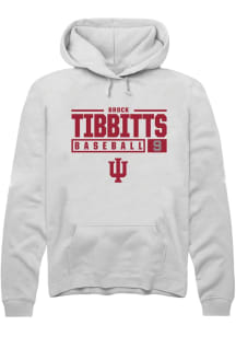 Brock Tibbitts Rally Mens White Indiana Hoosiers NIL Stacked Box Hooded Sweatshirt