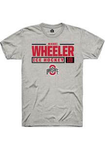 Maddi Wheeler Ash Ohio State Buckeyes NIL Stacked Box Short Sleeve T Shirt