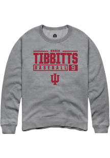 Brock Tibbitts Rally Mens Graphite Indiana Hoosiers NIL Stacked Box Crew Sweatshirt