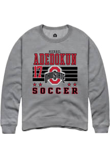 Michael Adedokun Rally Mens Grey Ohio State Buckeyes NIL Striped Crew Sweatshirt