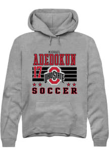 Michael Adedokun Rally Mens Grey Ohio State Buckeyes NIL Striped Hooded Sweatshirt