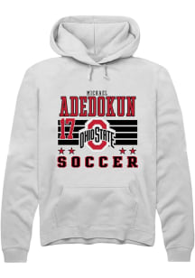 Michael Adedokun Rally Mens White Ohio State Buckeyes NIL Striped Hooded Sweatshirt