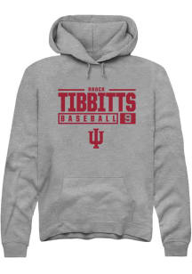 Brock Tibbitts Rally Mens Graphite Indiana Hoosiers NIL Stacked Box Hooded Sweatshirt