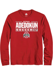Michael Adedokun Rally Mens Red Ohio State Buckeyes NIL Stacked Box Tee