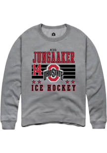 Mira Jungaaker Rally Mens Grey Ohio State Buckeyes NIL Striped Crew Sweatshirt
