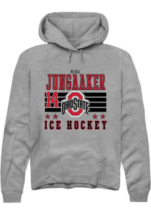 Mira Jungaaker Rally Mens Grey Ohio State Buckeyes NIL Striped Hooded Sweatshirt