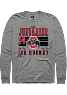 Mira Jungaaker Rally Mens Grey Ohio State Buckeyes NIL Striped Tee