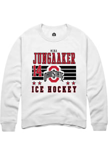 Mira Jungaaker Rally Mens White Ohio State Buckeyes NIL Striped Crew Sweatshirt
