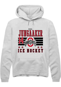 Mira Jungaaker Rally Mens White Ohio State Buckeyes NIL Striped Hooded Sweatshirt